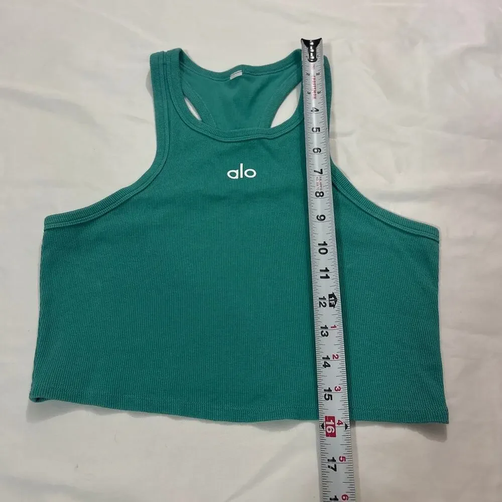 Alo Yoga Wonens Medium Aspire Crop Tank Tea Ribbed Cropped Fit Gym Outdoors